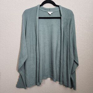 Pure Jill Womens 3X Open Front Cardigan With Button Detail On Sleeves Soft Knit